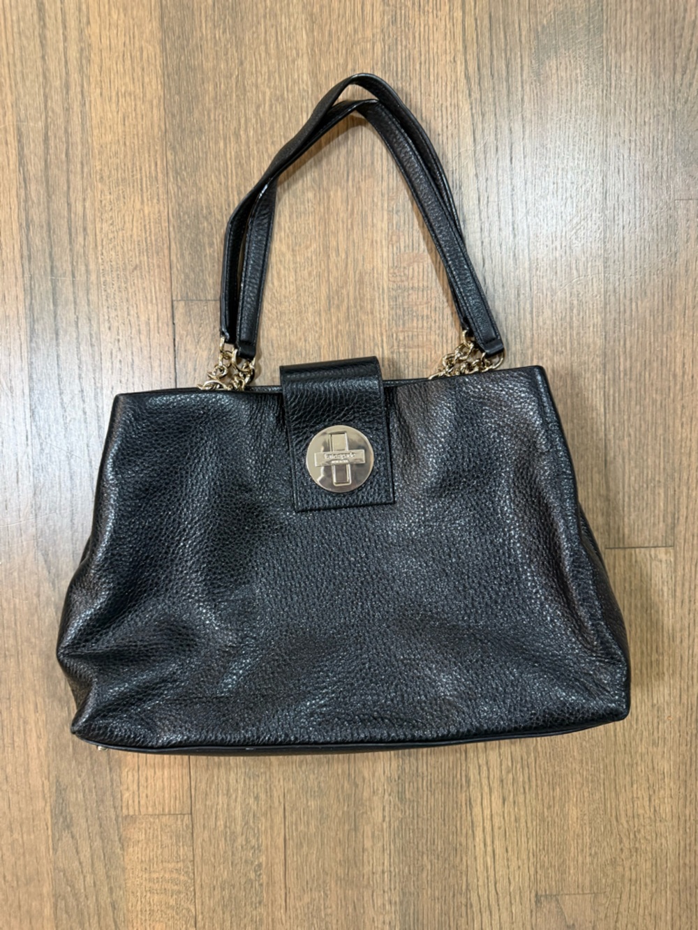Kate Spade Turn Lock Black Hobo Pebbled Leather Hobo Bag with Shimmer